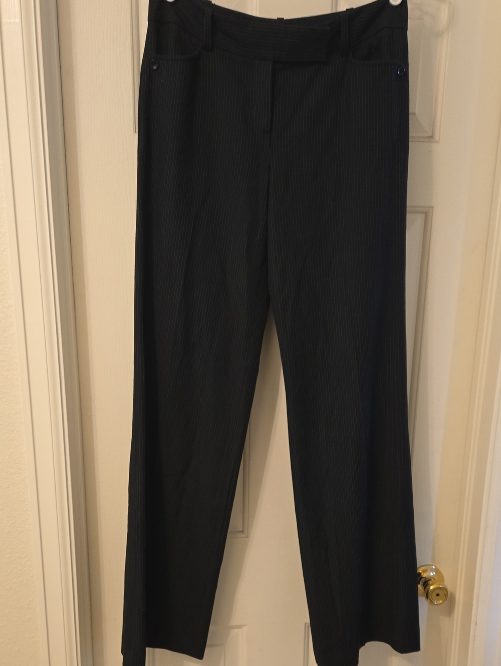 Ann Taylor Women's Black with White Pinstripes Slacks